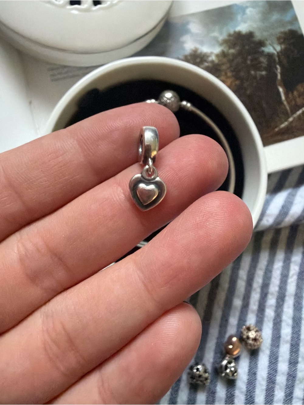 Pandora Silver Double Heart Dangle Charm